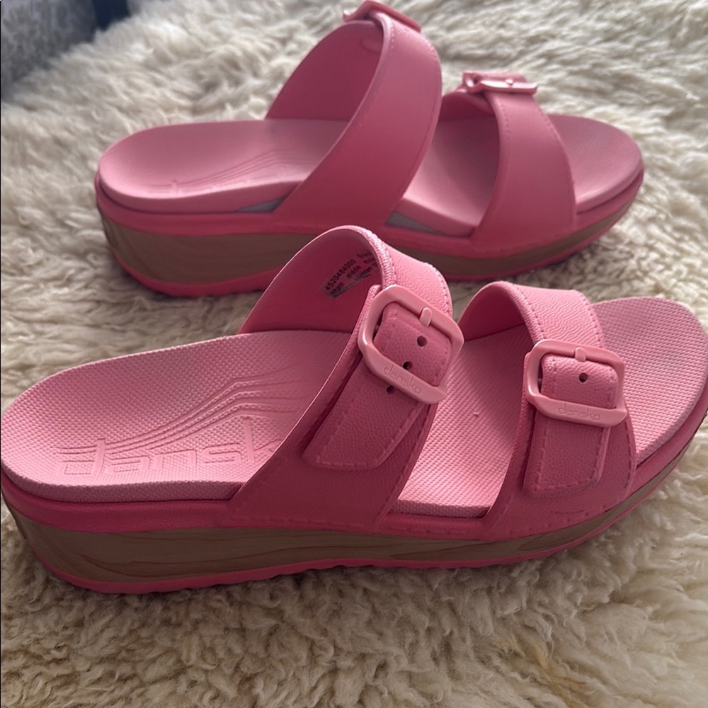 Dansko Pink Double-Buckle Slide Sandals - Picture 2 of 6